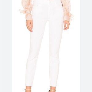 Mother High-Waisted Looker Ankle Fray White Jeans, Size 31